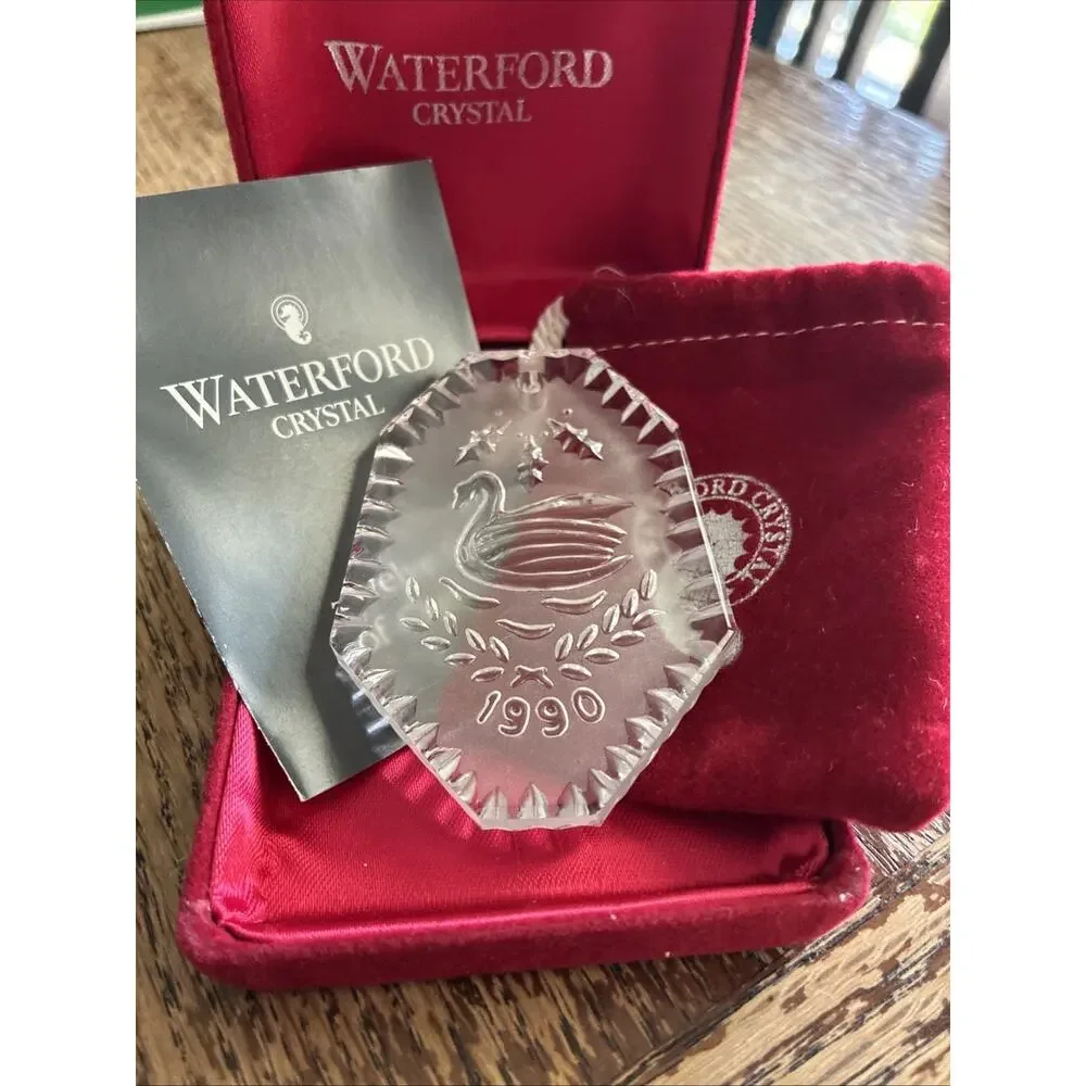 1990 Waterford Crystal 12 Days Of Christmas Seven Swans Swimming Ornament Box